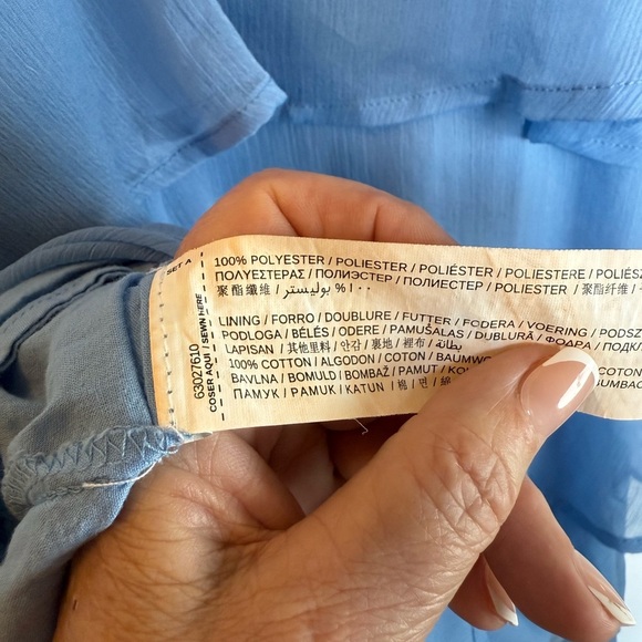 Mango Chiffon Sky Blue Swing Dress Sexy Ethereal Romantic size 4 - Picture 6 of 9